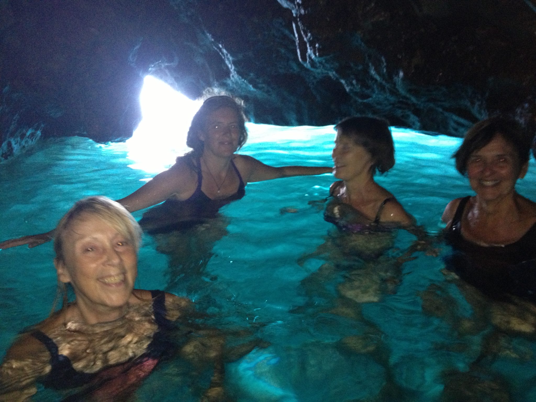 we swim into the sea caves at Damouchari