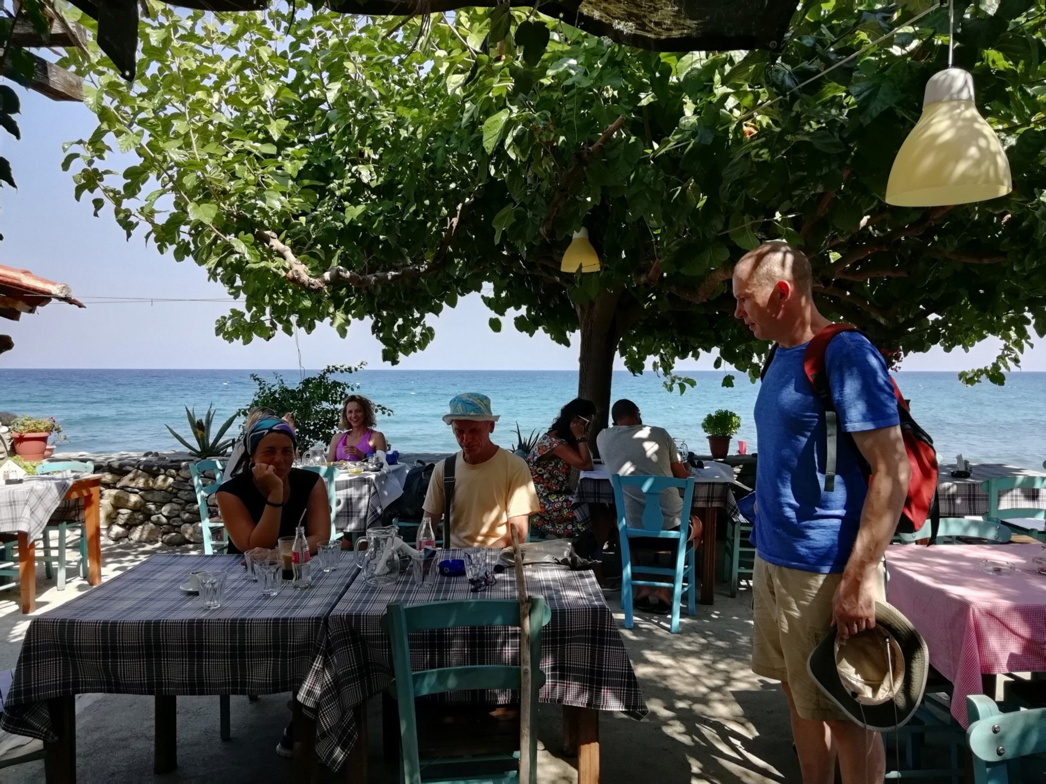 A delightful taverna right on the seashore on our walk from Pouri to Horefto