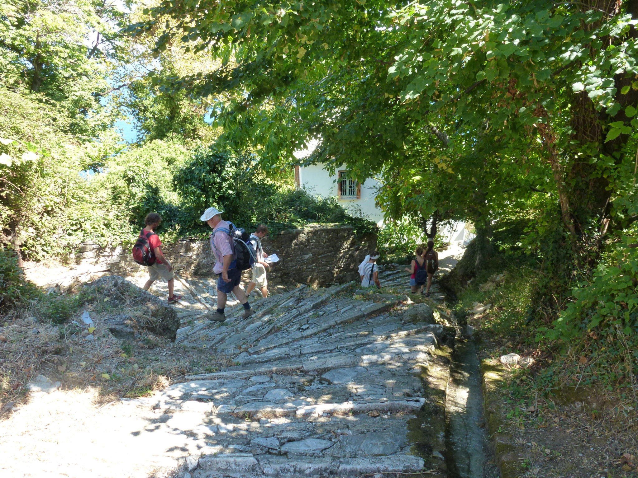Michelle guides us down the ancient donkey paths that lead from Pouri towards the sea